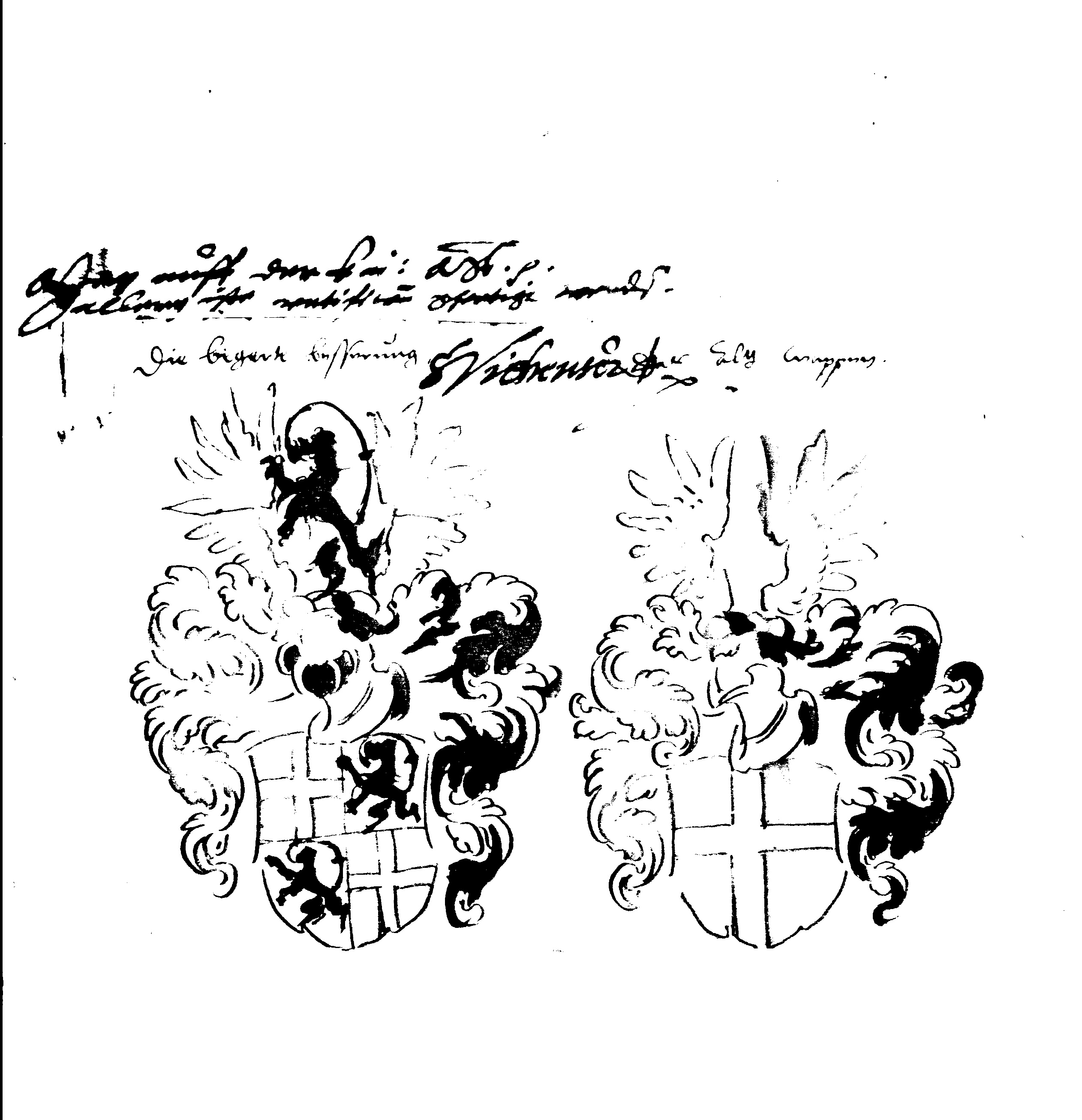 Wappenzeichnung aus der kaiserlichen Urkunde von 1584 (RAA 36.31), Österreichisches Staatsarchiv, Wien