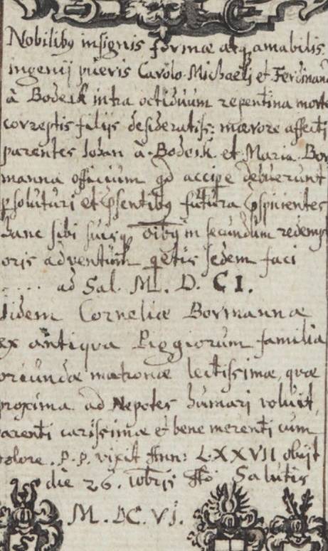 Inschrift des Grabmals der Familie von Bodeck